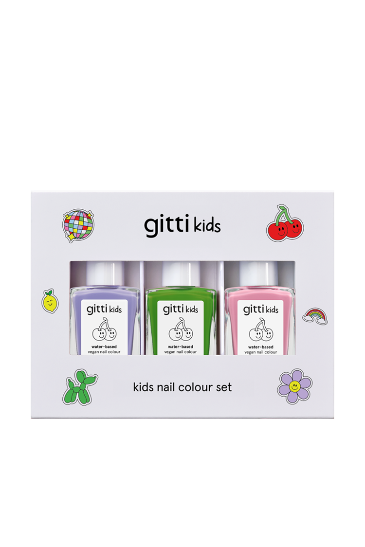 gitti Little Artist Set mit gitti no. 03, La La Lilac, gitti kids no. 04, Green Planet, gitti kids no. 05, Fluffy Pink