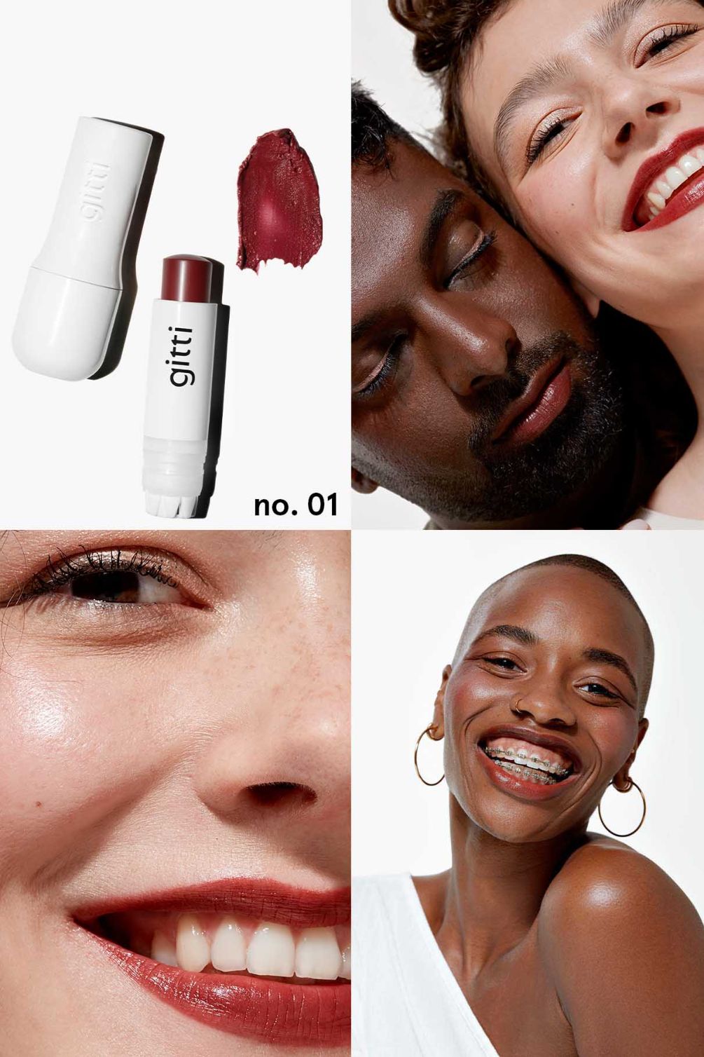 Collage aus Nails + Lips in Sync-Produkten, einer Farbprobe und verschiedenen Models, die das Produkt tragen - ideal für einen koordinierten Lip Sync-Look oder zur Kombination mit Ihrem bevorzugten Beauty-Essentials-Set.