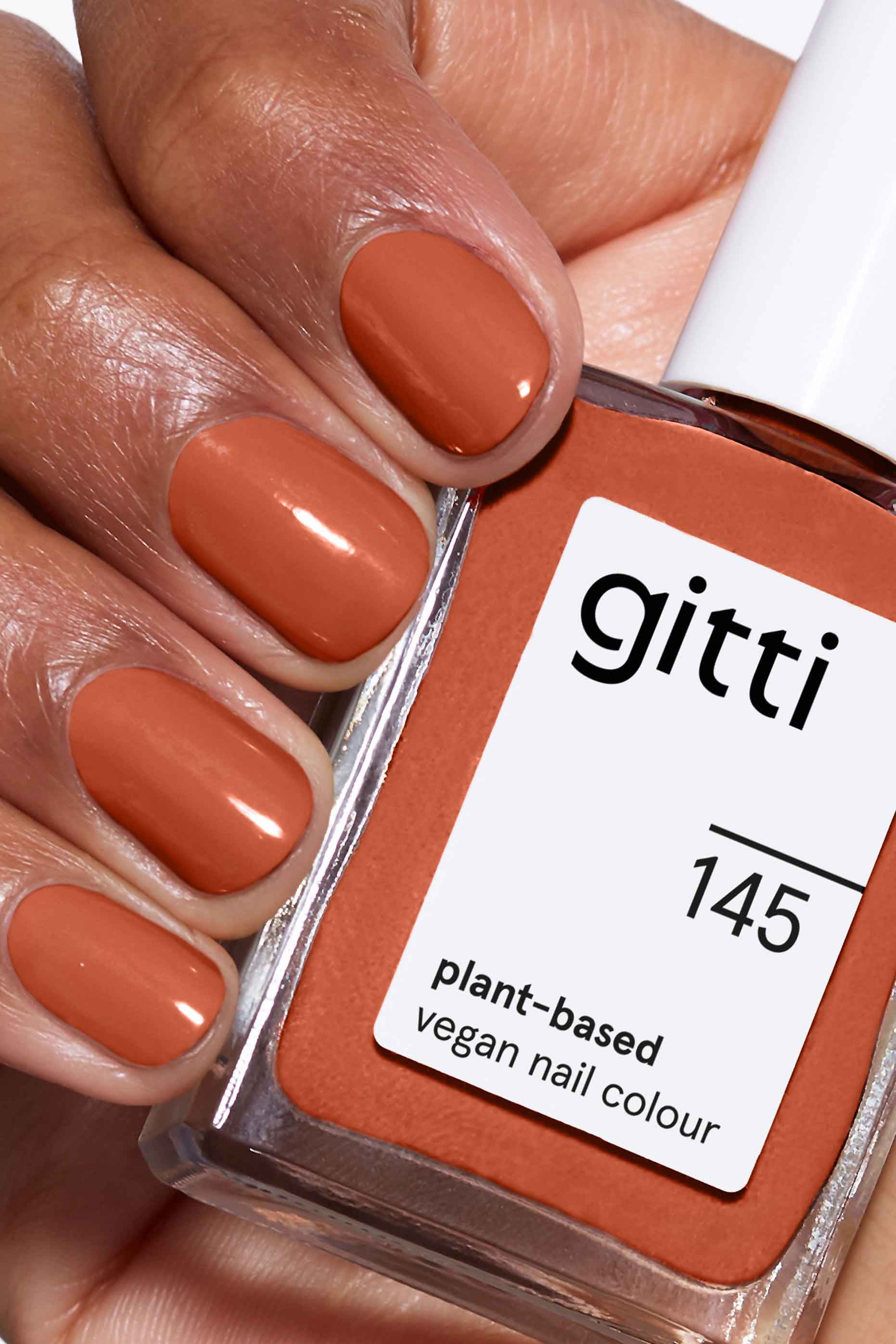 gitti no. 145 Burnt Cinammon, vegan, langanhaltend, pflanzenbasierter Nagellack, Flashe, Maniküre