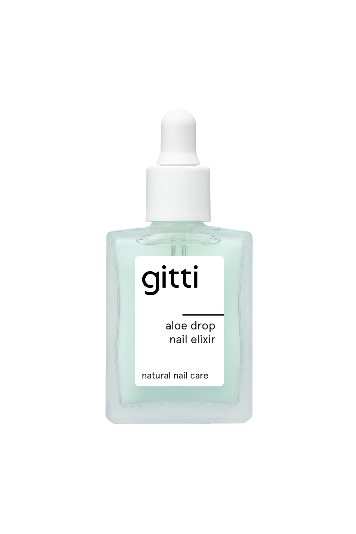 Eine durchsichtige Glasflasche mit „Aloe Drop Nail Concentrate“, versehen mit einem weißen Tropfverschluss und einem weißen Etikett, vor einem schlichten, hellen Hintergrund – dank ihrer pflegenden Jelly-Serum-Formel ideal für die Pflege von Nägeln und Nagelhaut.
